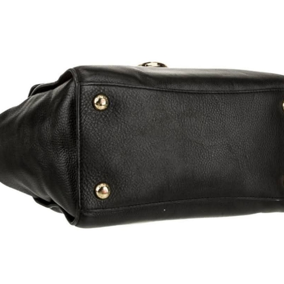 Michael Kors Black Leather & Gold Satchel Hudson - Picture 4 of 6